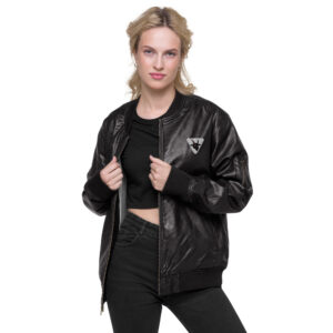 faux leather bomber jacket black front 62c68ee542d07