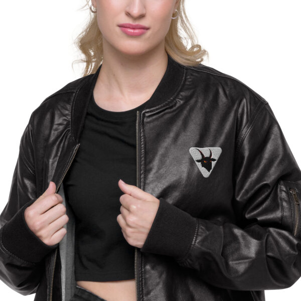 faux leather bomber jacket black zoomed in 62c68ee54551d