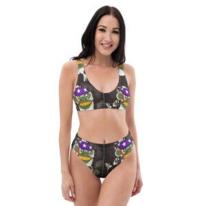 all over print recycled high waisted bikini white front 63e6ac7d87ec5