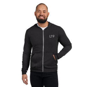 unisex lightweight zip hoodie charcoal black triblend front 63e5829869742