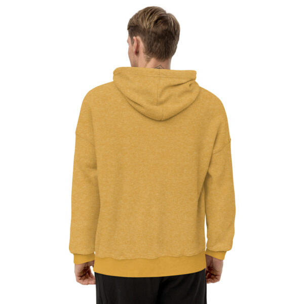 unisex sueded fleece hoodie heather mustard back 63e2f37bc375a