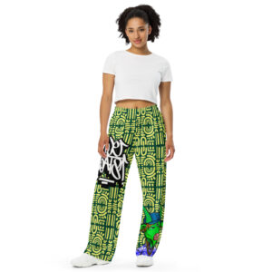 all over print unisex wide leg pants white front 641b58d96adf2