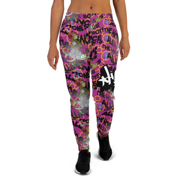all over print womens joggers white front 6438667a0a93f