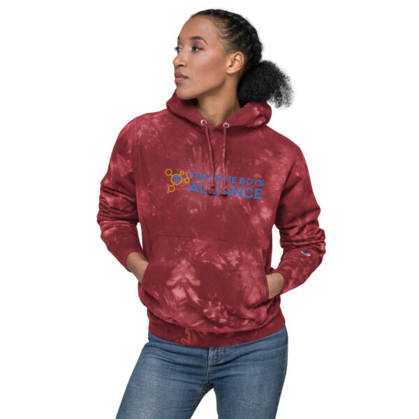 unisex champion tie dye hoodie mulled berry front 2 64386d6bdde72